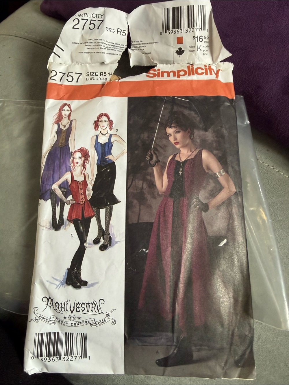 Simplicity 2757 pattern 14 - 22 goth steampunk costumes dress corset Halloween